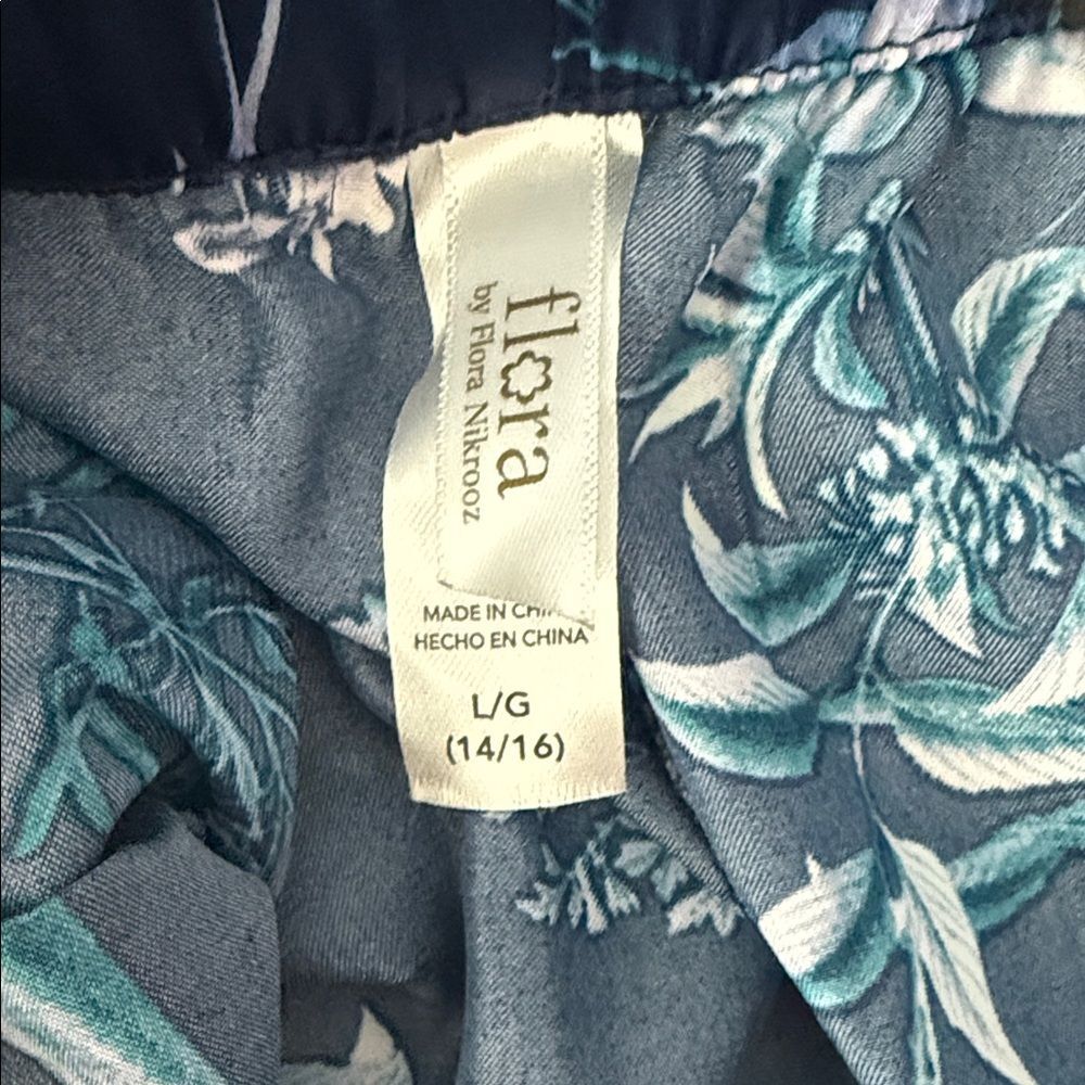 Flora by Flora Nikrooz Floral Navy Blue Short Sleeve Pajama Set Size Large - Picture 12 of 12